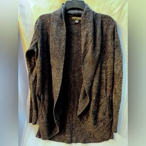 Barefoot Dreams Cozy Chic Lite black boucle knit soft fuzzy open front cardigan